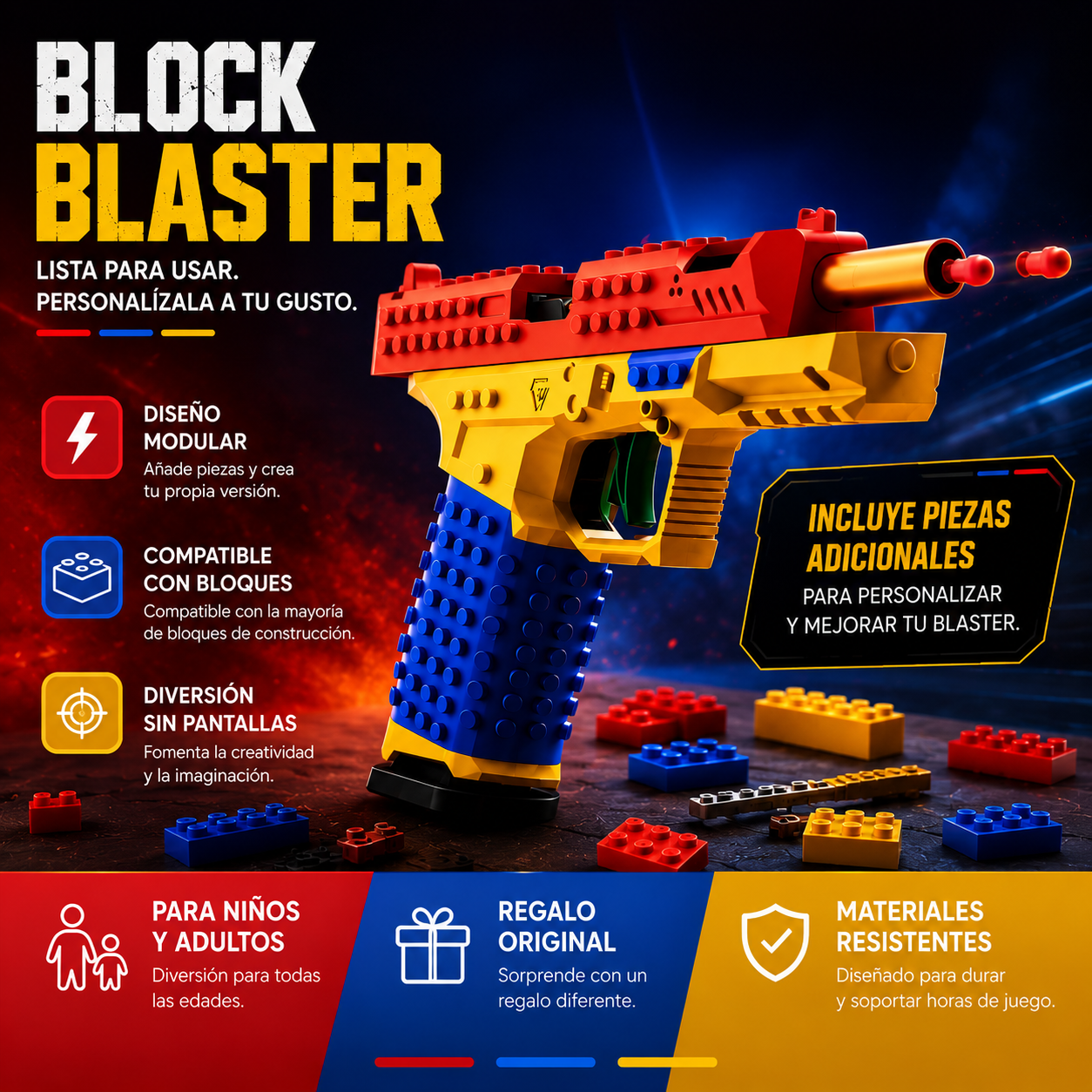 Pistola de Juguete de Bloques
